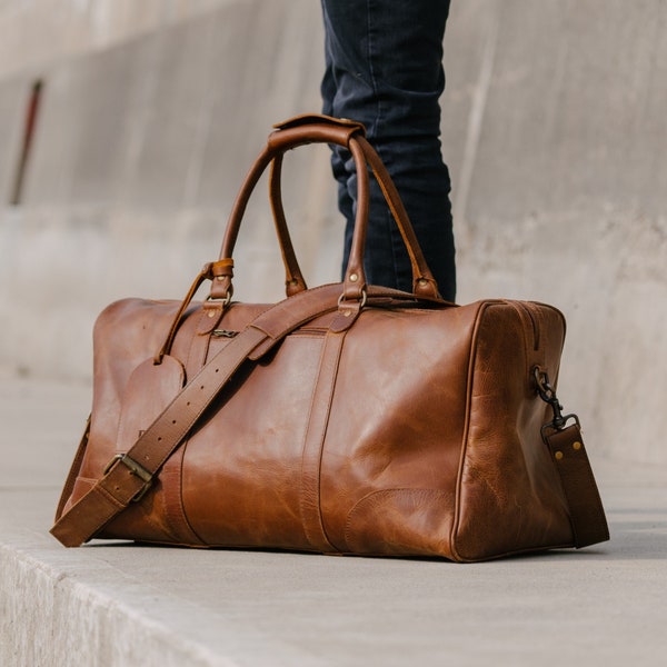 Leather Monogrammed Duffle Bag Etsy