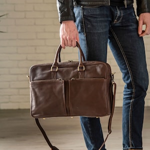 Sac messager en cuir pour homme, porte-documents en cuir pour ordinateur portable 17 pouces, sac de travail personnalisé à bandoulière, cadeaux de fin d'études, cadeau de Noël pour lui