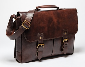Leather Briefcase For Men, Full Grain Leather Messenger Bag, 15 Inch Laptop Bag, Leather Satchel Men, Graduation Gifts, Gifts For Men