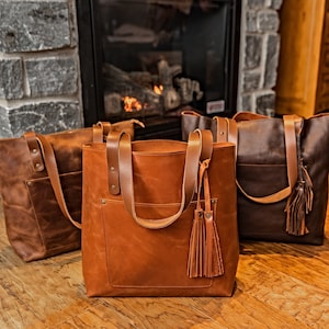 Sac fourre-tout en cuir pour femme, fourre-tout personnalisé avec option de fermeture à glissière, sac fourre-tout monogramme, cadeaux d'anniversaire en cuir pour elle