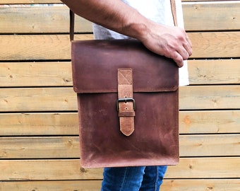 Volnerf lederen messengertas, leren tas heren, crossbodytas, cadeaus voor mannen, laptoptas, reistas heren, gepersonaliseerde leren tas, cadeaus voor mannen