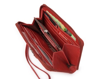 Portafoglio da polso in pelle da donna, pochette personalizzata in pelle con cerniera e scomparto per telefono, portafoglio da donna inciso, regalo di Natale per lei