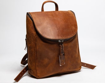 Mochila de couro para mulheres / Mochila de couro integral / Mochila de viagem / Mochila para laptop, escola e trabalho / Presentes de formatura
