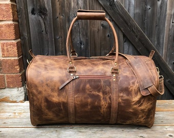 Leather Duffle Bag Men, Leather Weekend Bag Travel Luggage Overnight Duffel, Personalized Travel Christmas Gift For Him, Vacation Holidays