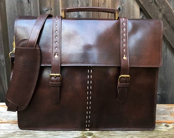 Leather Briefcase Men, Full Grain Leather Personalized Messenger Bag, Crossbody Laptop Bag, Christmas Gift, Leather Anniversary Gift For Him