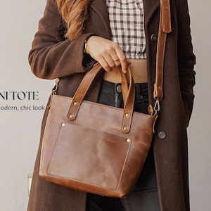 Petit sac à bandoulière en cuir Mini sac à main en cuir pour femme Cabas avec fermeture à glissière Cadeau personnalisé pour maman Cadeaux d'anniversaire en cuir