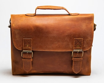 Borsa a tracolla in pelle, valigetta per laptop in pelle pieno fiore personalizzata con monogramma, regali di anniversario in pelle per uomo, papà, HIDES