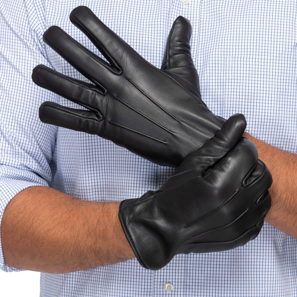 Gants en cuir homme, Gants d'hiver haut de gamme, Gants en cuir pour écran tactile, Cadeaux pour lui, petit ami, papa, Cadeaux de Noël pour homme