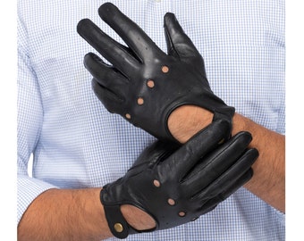 Driving Gloves For Men, Leather Biker Gloves, Lamb Leather Riding Gloves, Gloves with Touch Screen, Gifts For Him, Christmas Gifts