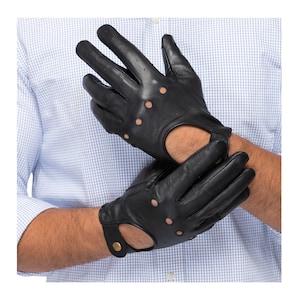 Driving Gloves For Men, Leather Biker Gloves, Lamb Leather Riding Gloves, Gloves with Touch Screen, Gifts For Him, Christmas Gifts