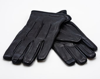 SCHOTT N.Y.C 1980s Men Winter GLOVES & Logo ~ Black Leather