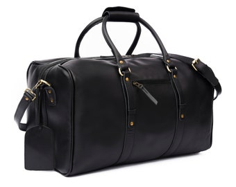 Bolsa de viaje de cuero de plena flor, personalizada, ideal para viajes de fin de semana, regalos de Navidad para él, bolsa con monograma.