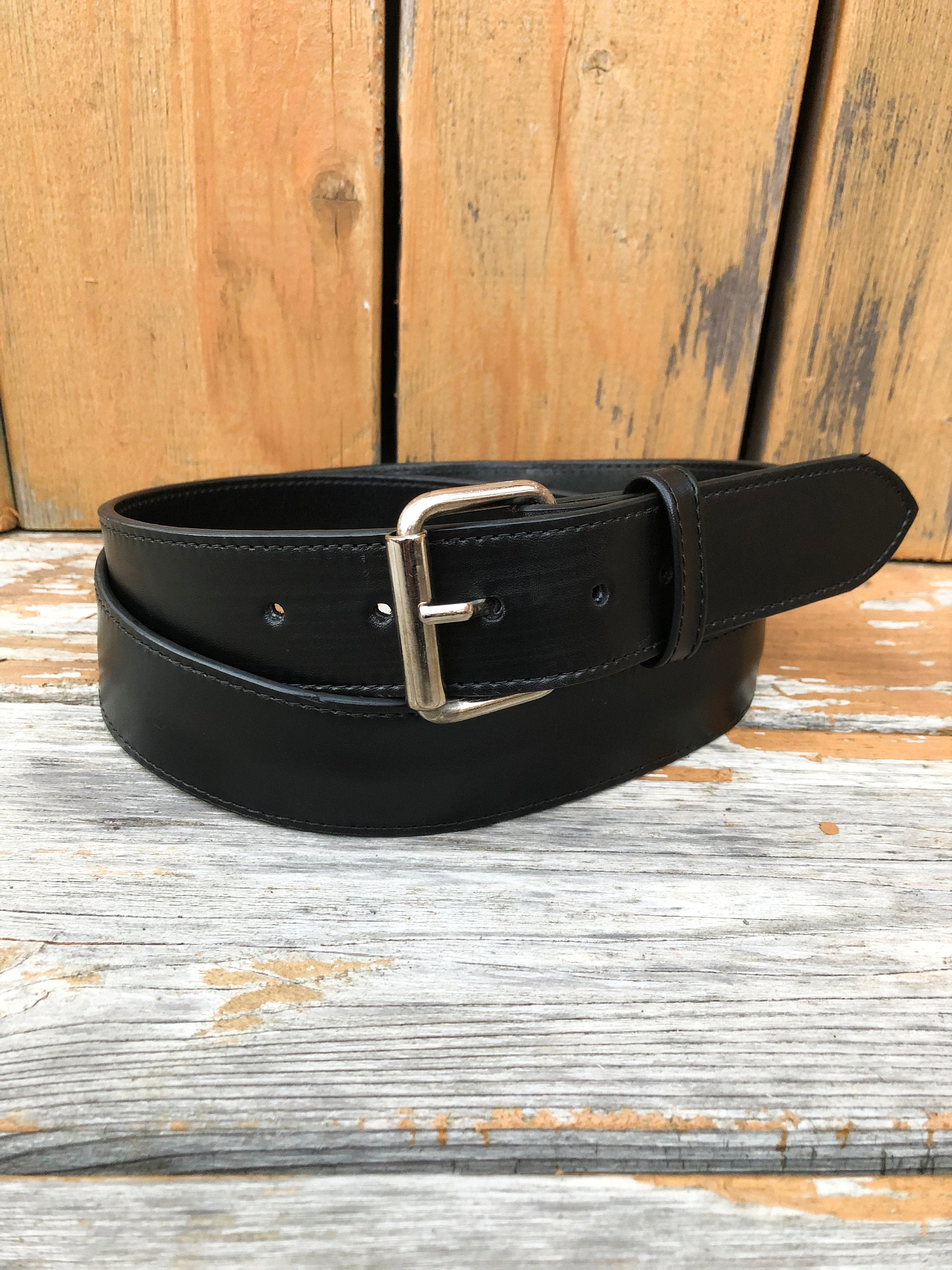 Money Belt Full Grain Leather Belt Black Leather Belt Black Etsy