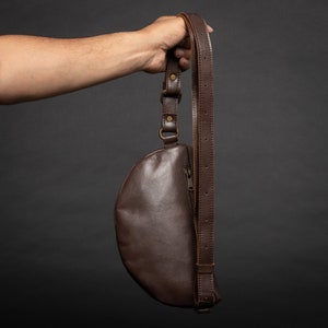 Leather Hip Bag Men Women Full Grain Leather Fanny Pack Bum Bag Personalized Belt Bag Waist Bag Christmas Gifts For Him Her Antique Brown
