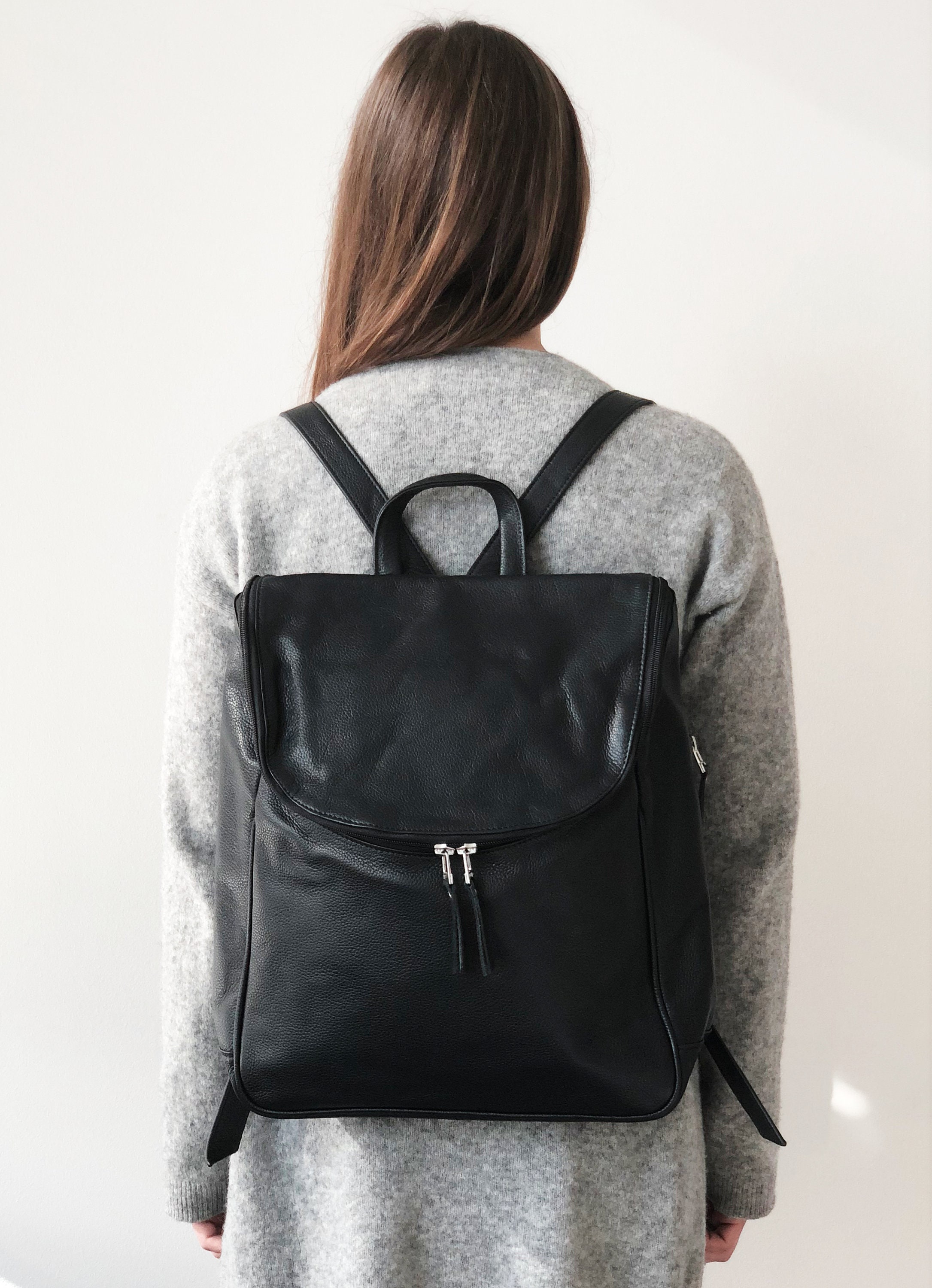 Leather Backpacks Women Full Grain Leather Knapsack Rucksack