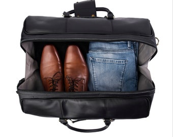 Full Grain Leather Duffle Bag, Personalized Leather Duffel Travel