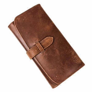 Personalized Full Grain Leather Trifold Wallet for Women - Fits Checkbook, iPhone, Cards - Minimalist Design, Cash Organizer - Ladies' Gift image 3
