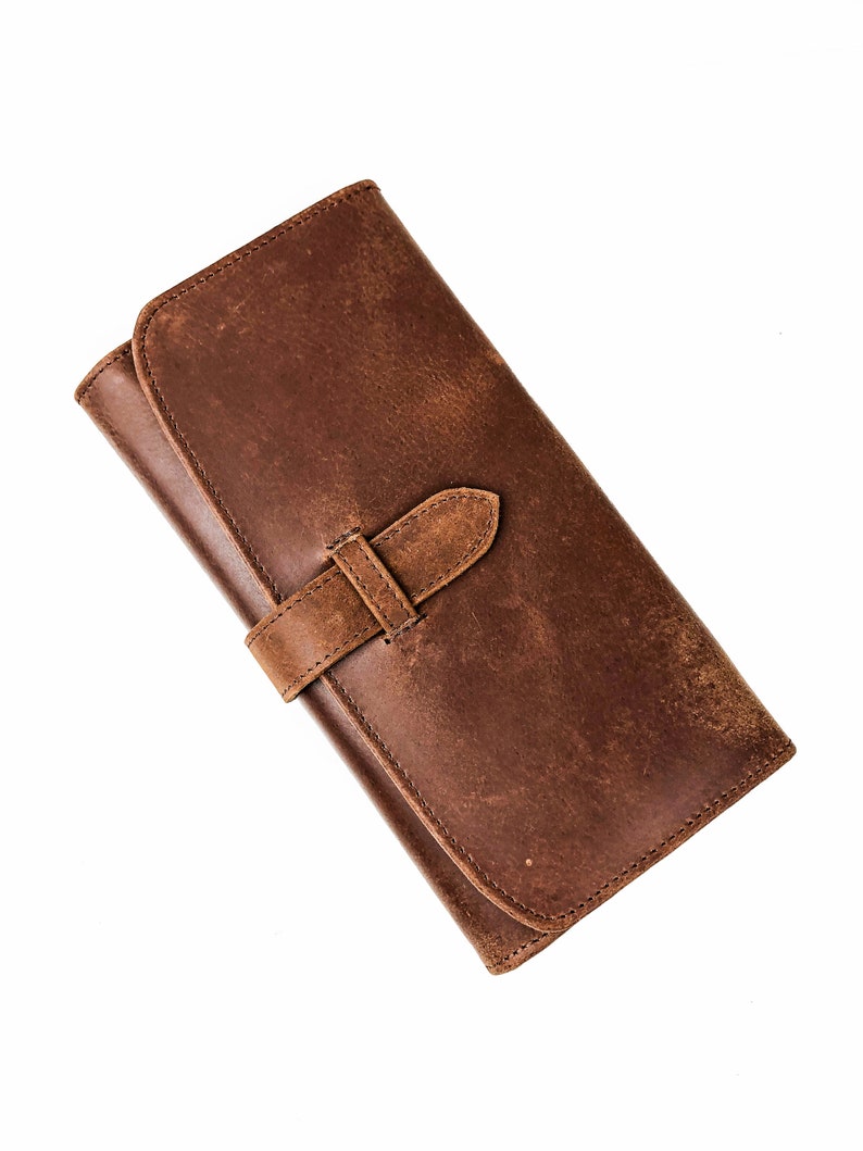 Personalized Full Grain Leather Trifold Wallet for Women - Fits Checkbook, iPhone, Cards - Minimalist Design, Cash Organizer - Ladies' Gift image 3