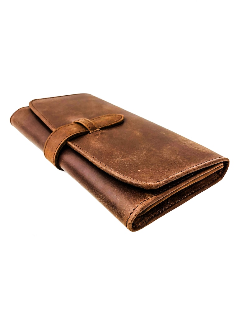 Personalized Full Grain Leather Trifold Wallet for Women - Fits Checkbook, iPhone, Cards - Minimalist Design, Cash Organizer - Ladies' Gift image 5
