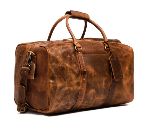 etsy leather duffle bag
