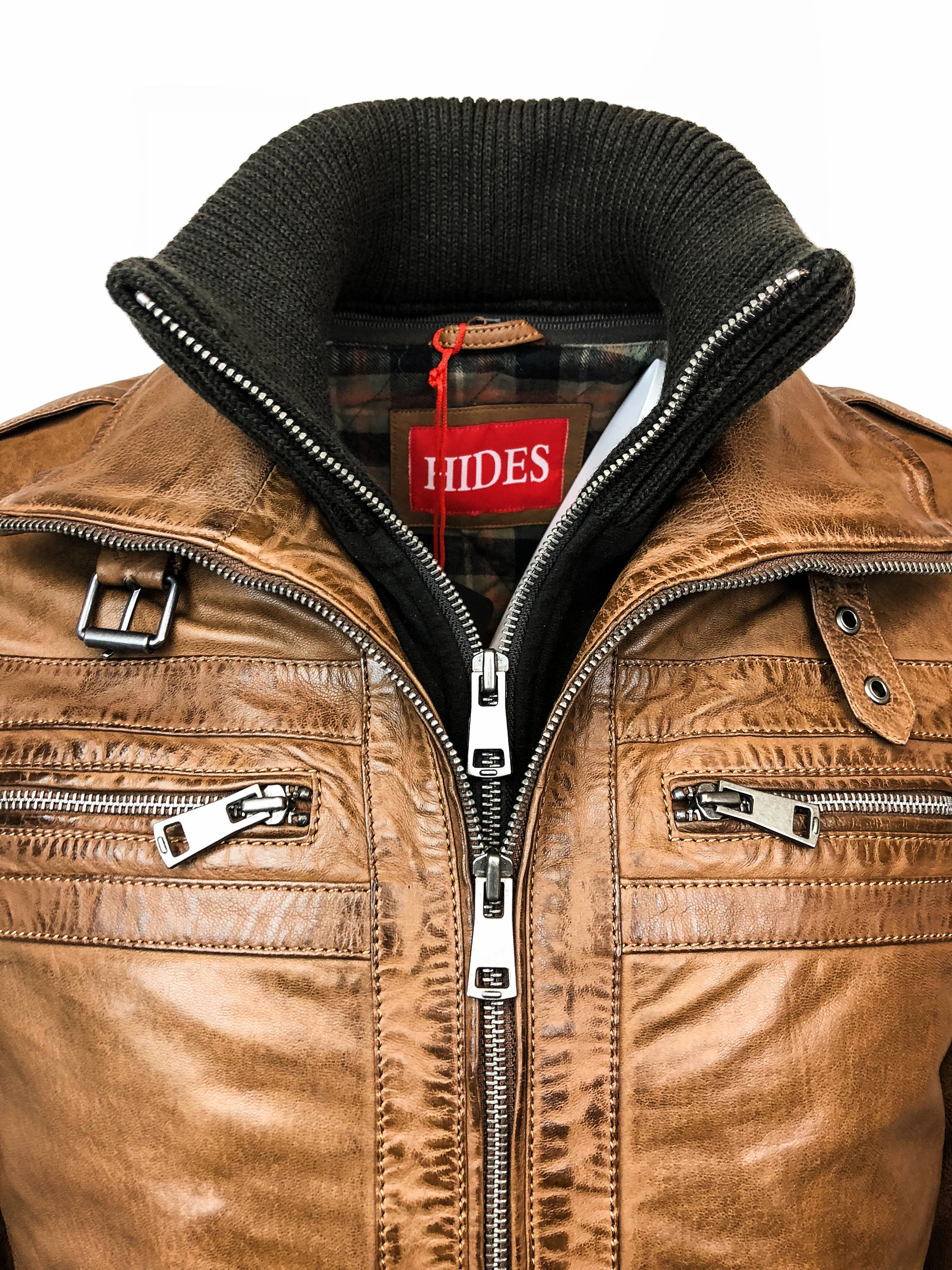 Lederjacke Herren, Cognac Lederjacke Lammledermantel, Braune Ihn Winter Leder Bomberjacke, Weihnachtsgeschenke Kragen, Abnehmbarer für