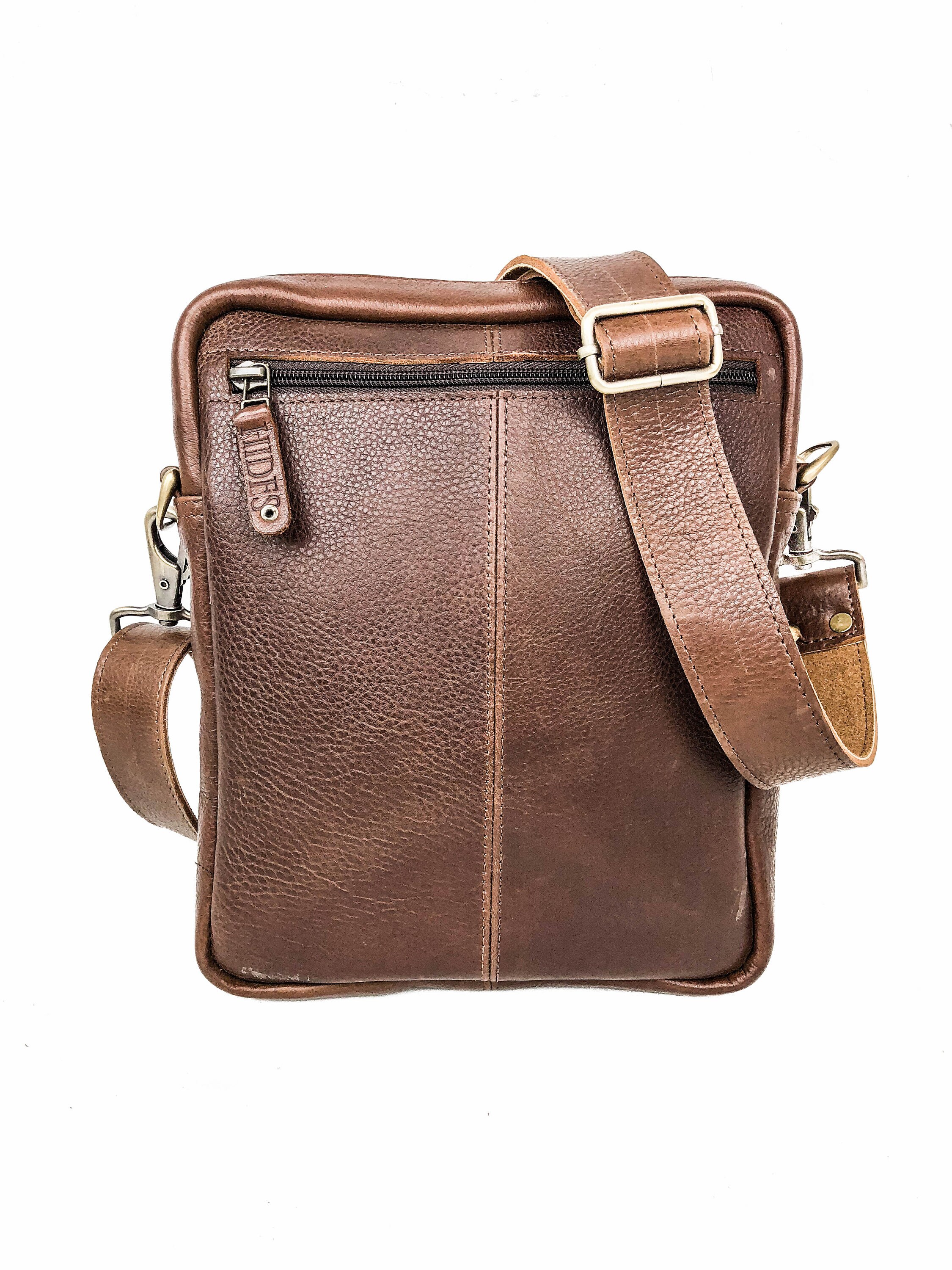 Full Grain Leather Bag Men Leather Crossbody Bag Brown Etsy Canada