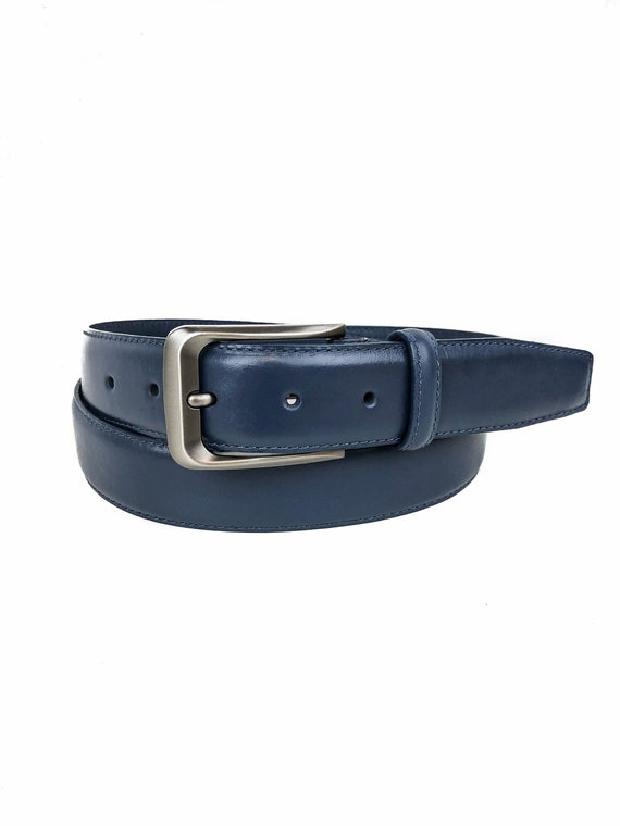 Full Grain Leather Belt Blue, Full Grain Calfskin Leather Belt