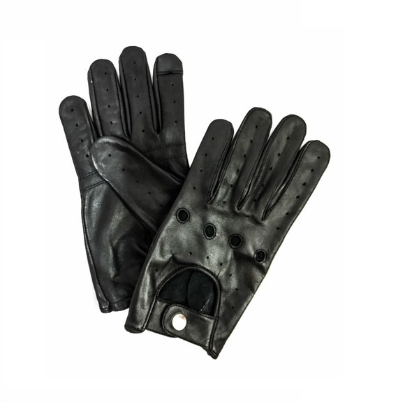 black leather driving gloves