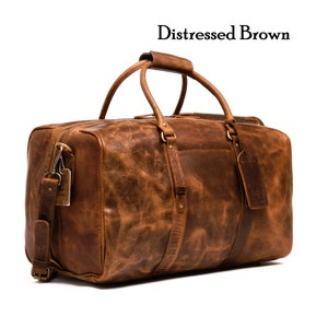 Full Grain Leather Duffle Bag, Personalized Leather Duffel Travel Weekender Luggage Overnight Bag, Christmas Gifts For Him, Monogram Bag image 9