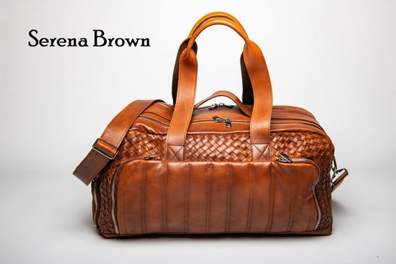 Leather Duffel Bag Woven Leather Travel Bag Full Grain Leather Weekender Luggage Carry on Duffle Includes Lifetime Warranty Etsy Canada