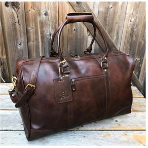 Leather Duffle Bag Men, Personalized Handmade Weekender Bag, Overnight Luggage Monogram Duffel, Travel Bag For Men, Christmas Gifts For Him