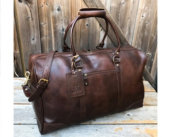 Leather Duffle Bag Men, Personalized Handmade Weekender Bag, Overnight Luggage Monogram Duffel, Travel Bag For Men, Christmas Gifts For Him