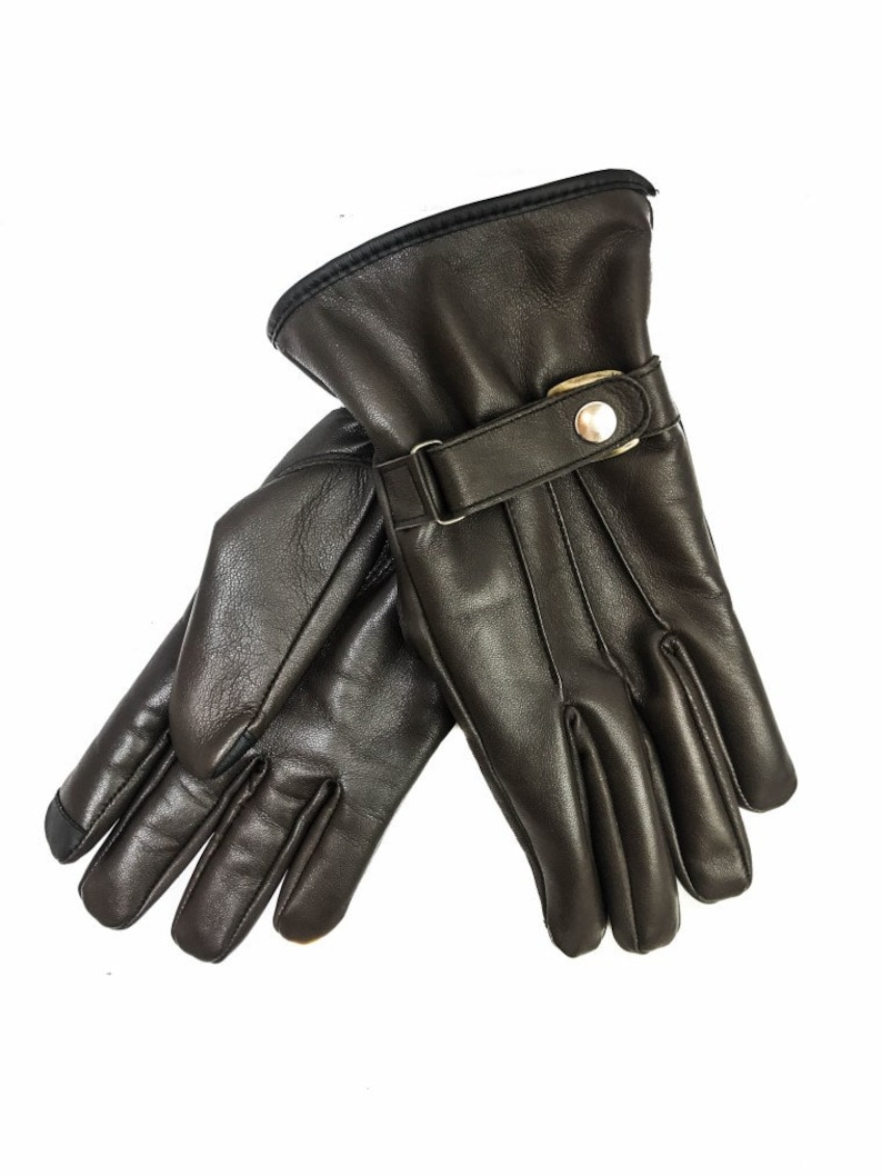 Leather Winter Gloves Men Brown Leather Gloves Mens Leather Etsy