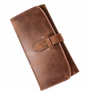 Personalized Full Grain Leather Trifold Wallet for Women - Fits Checkbook, iPhone, Cards - Minimalist Design, Cash Organizer - Ladies' Gift image 6