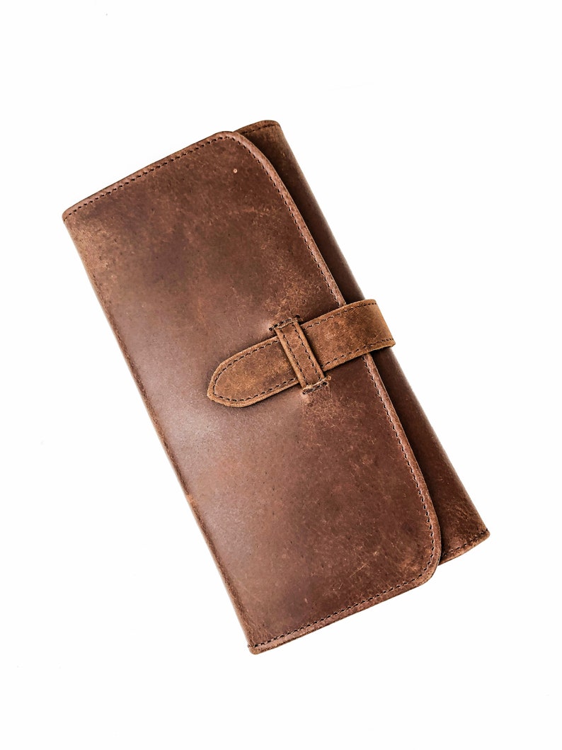 Personalized Full Grain Leather Trifold Wallet for Women - Fits Checkbook, iPhone, Cards - Minimalist Design, Cash Organizer - Ladies' Gift image 6