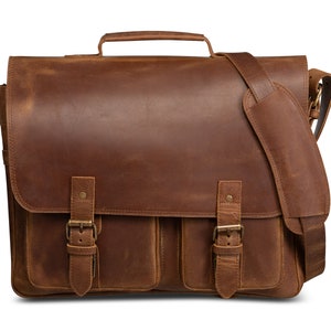Porte-documents en cuir pour ordinateur portable, Sac messager en cuir personnalisé pour homme, Sac de voyage durable, Anniversaire en cuir, Cadeaux de Noël