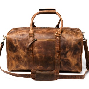 Full Grain Leather Duffle Bag, Personalized Leather Duffel Travel Weekender Luggage Overnight Bag, Christmas Gifts For Him, Monogram Bag image 10