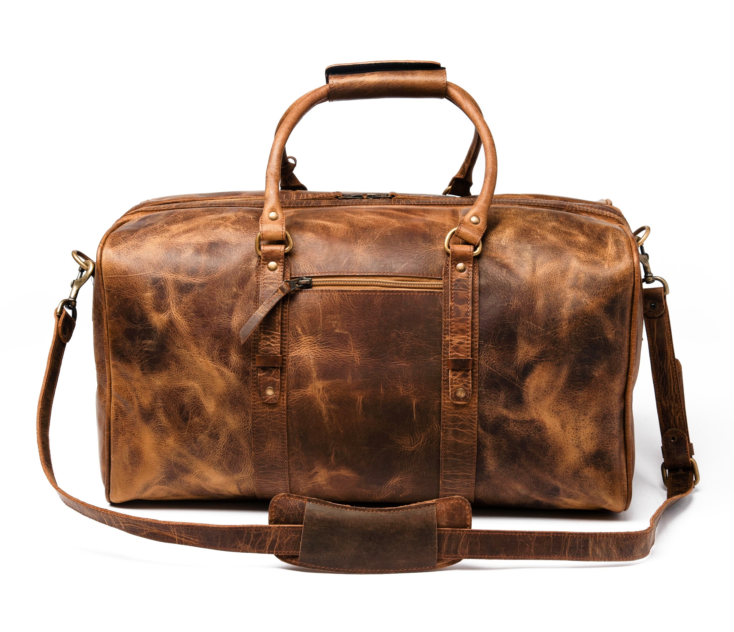 Full Grain Leather Duffel Bag Personalized Leather Weekender Etsy Canada