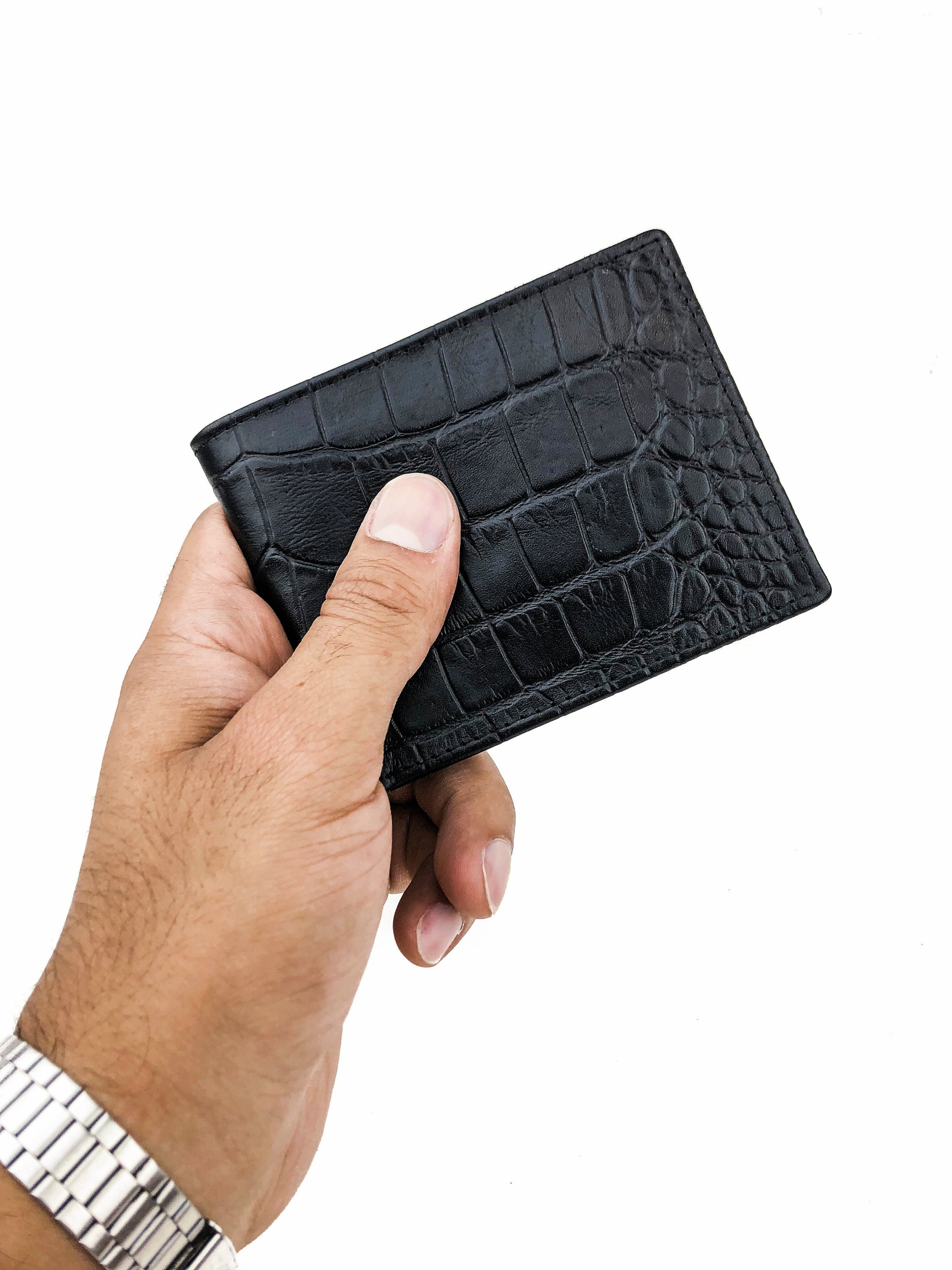 Genuine Leather Men's Wallets with Croco Print - Ecstatic Bags
