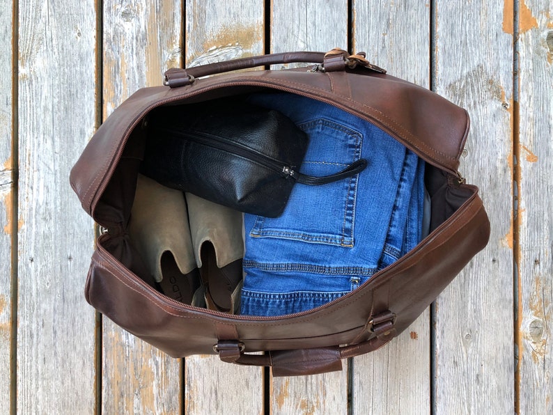 Leather Duffle Bag Men Personalized Handmade Weekender Bag Etsy