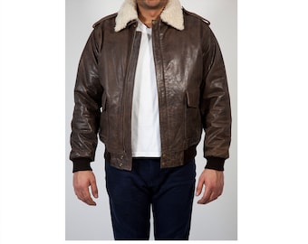 Buy Pilot Leather Jacket Men, Aviator Leather Jacket Men, Brown