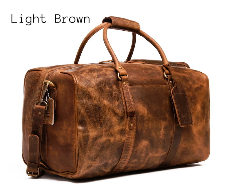 Full Grain Leather Duffel Bag Personalized Leather Weekender Etsy