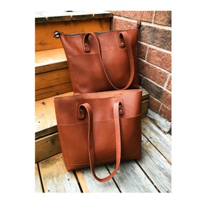 Sac fourre-tout en cuir pour femme, Cabas personnalisé avec option de poche extérieure à glissière, Porte-monnaie monogramme, Cadeaux de Noël pour elle, Anniversaire en cuir