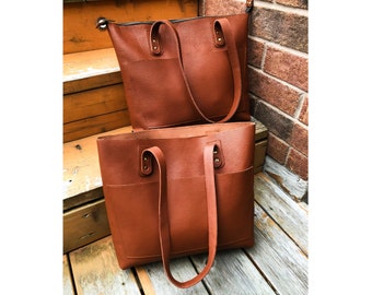 Leder Tragetasche Frauen, personalisierte Tote mit Reißverschluss Außentasche Option, Monogramm Geldbörse, Weihnachtsgeschenke für sie, Leder Jahrestag