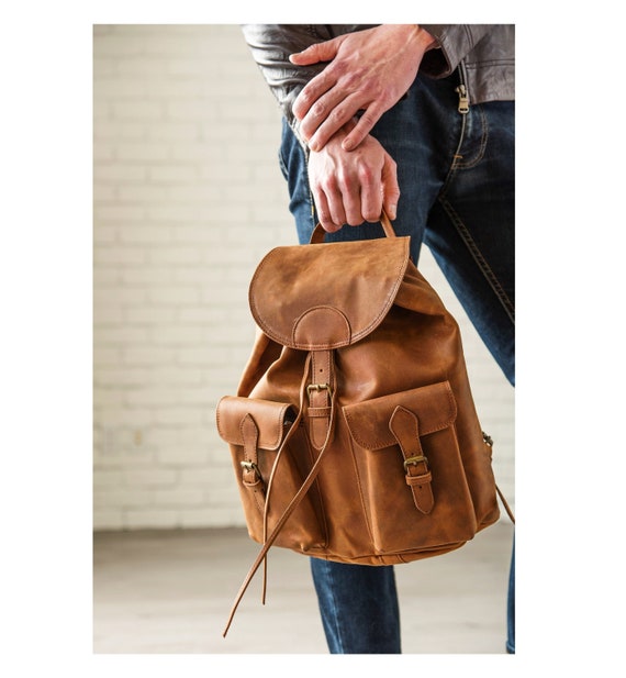black leather backpack handbag uk Slim Leather Backpack