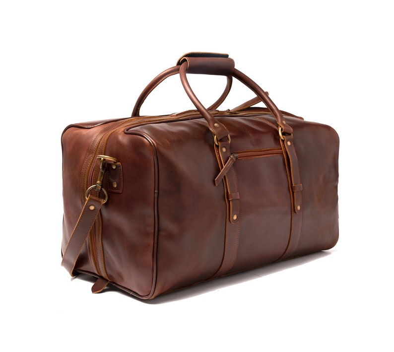 Leather Duffle Bag Men Full Grain Leather Personalized Duffel Etsy
