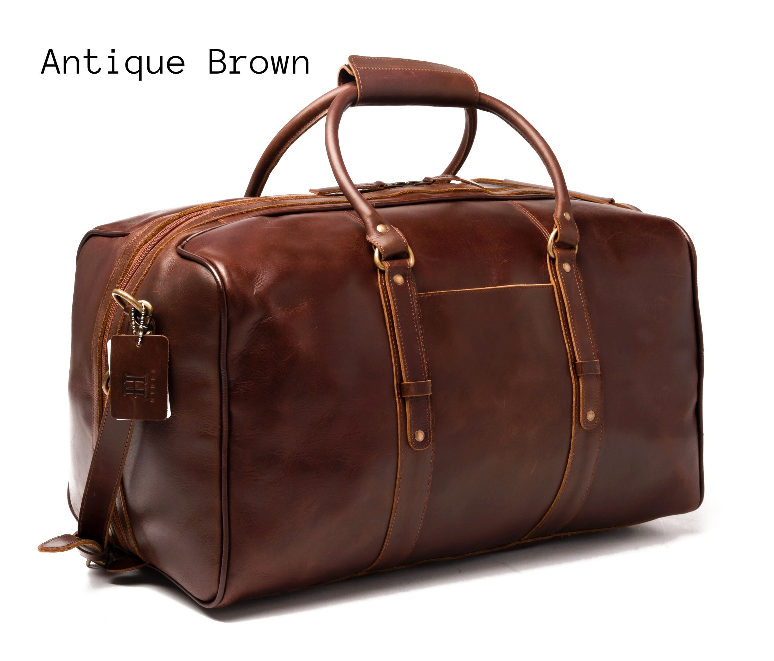 Full Grain Leather Duffel Bag – 32″ Handcrafted Weekender with Canvas Lining