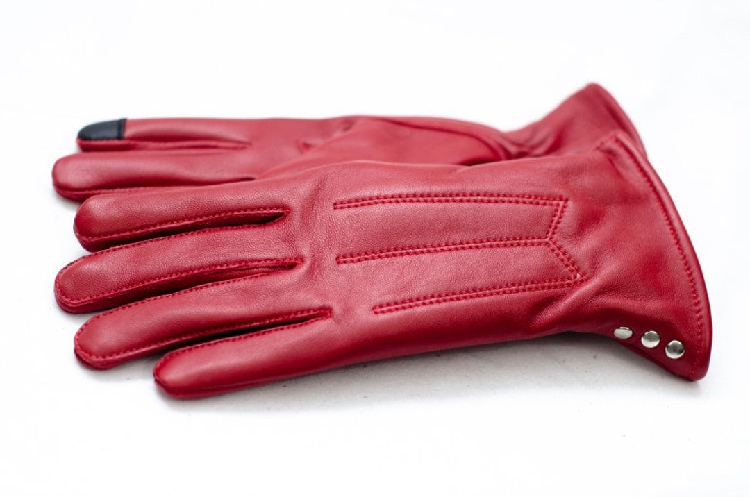 Leather Gloves Women Red Leather Gloves Womens Leather Etsy Canada