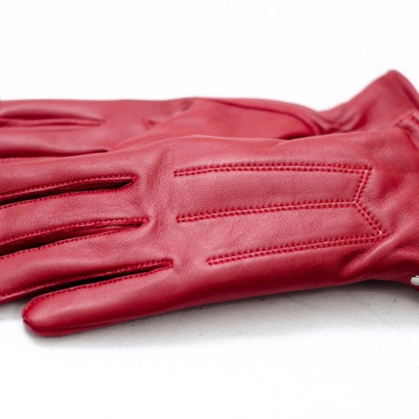 Leather Gloves Women, Red Leather Gloves, Womens Leather Gloves, Lambskin Winter Gloves, Thinsulate Lining, Gifts For Women, Christmas Gifts