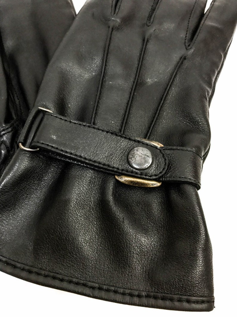 Leather Winter Gloves Men Black Leather Gloves Mens Leather Etsy